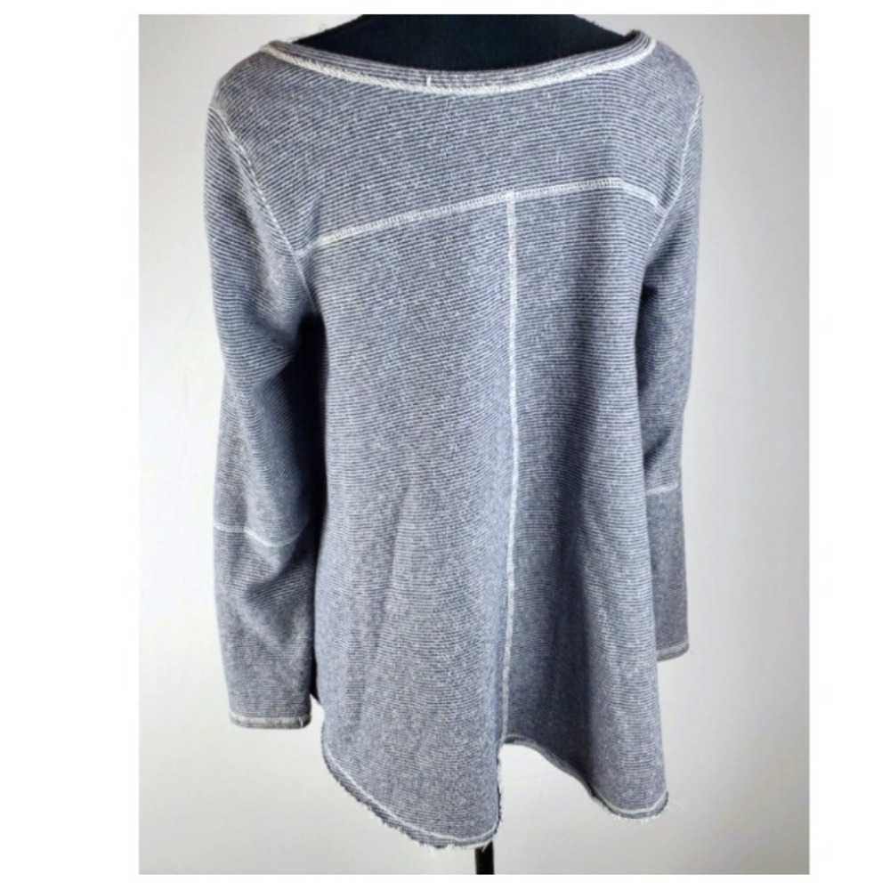 Free People Swing Lace Up Sweatshirt Women's Size Small Navy Blue Ivory Striped - Picture 2 of 7